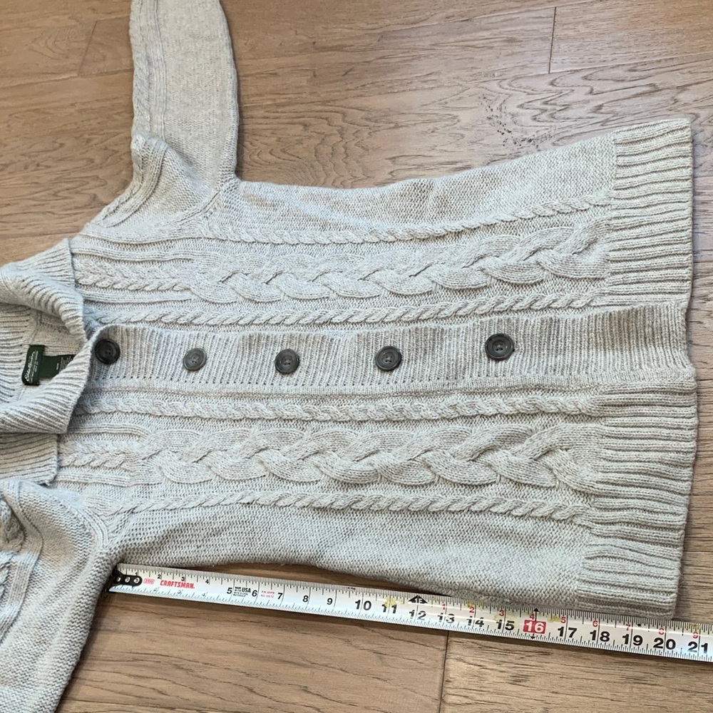 Eddie Bauer Cream Cable Knit Button Cardigan Wool/Alpaca Size Medium - Picture 5 of 9
